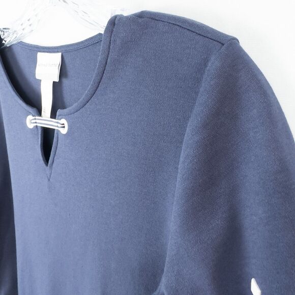 Alfred Dunner Nautical Studded Grommet SS Top Navy Blue Womens Petite Small - Picture 9 of 15